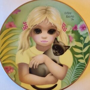 Decorative Plate with Girl and Cat